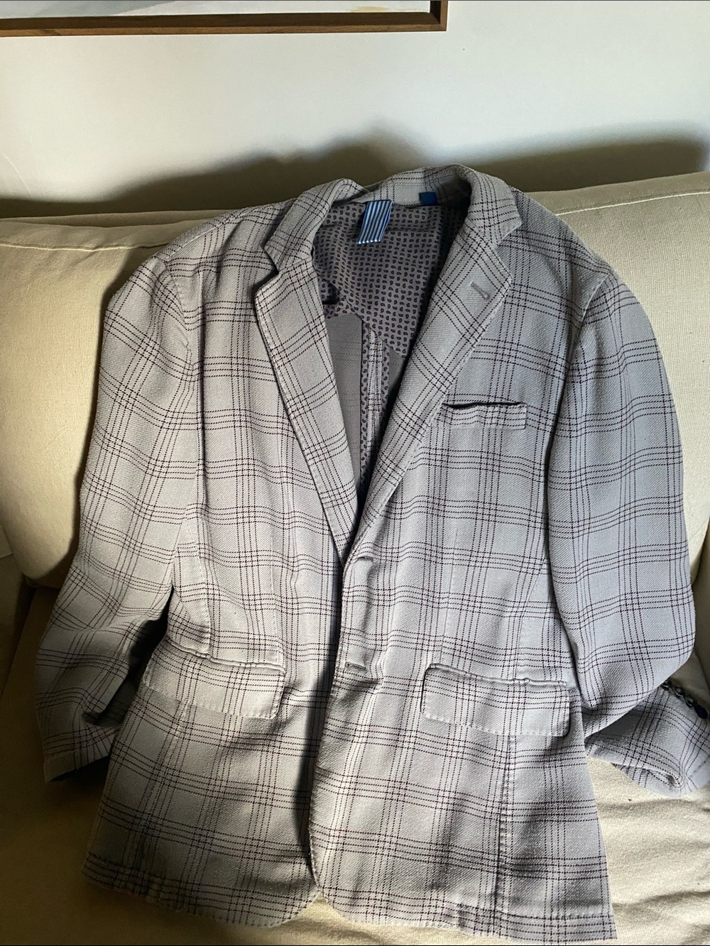 Faconnable Light Gray Plaid Sport Coat. Unstructured
